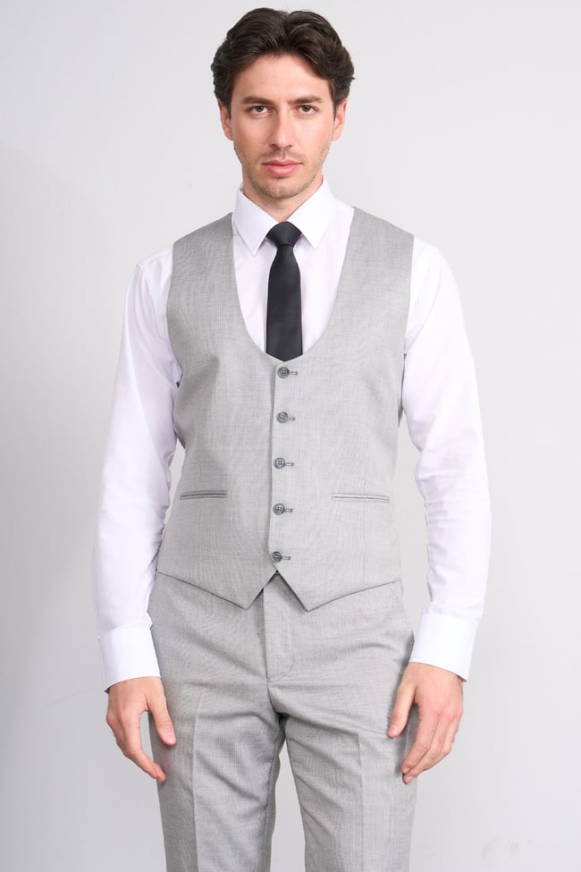 Kagi Y26 Monza Slim Fit Yelekli Takım Elbise Gri
