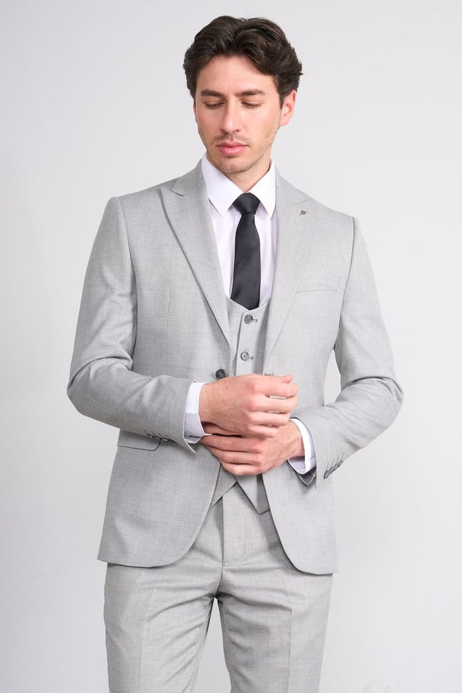 Kagi Y26 Monza Slim Fit Yelekli Takım Elbise Gri