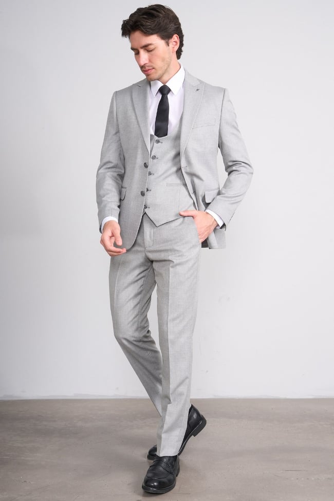 Kagi Y26 Monza Slim Fit Yelekli Takım Elbise Gri