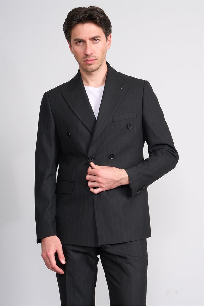 Kagi Y26 Parıs Kruvaze Slim Fit Takım Elbise Siyah