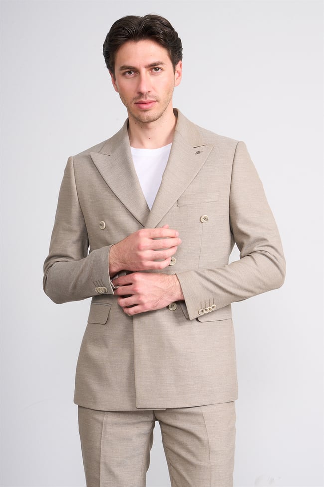 Kagi Y26 Sırıus Kruvaze Slim Fit Takım Elbise Vizon