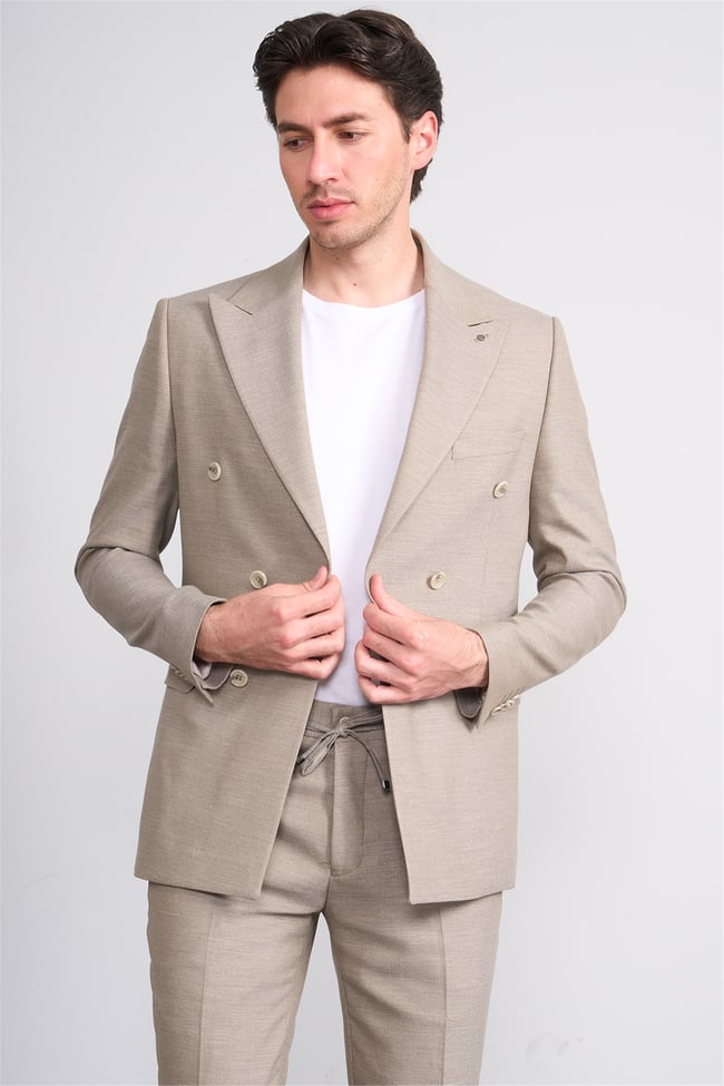 Kagi Y26 Sırıus Kruvaze Slim Fit Takım Elbise Vizon