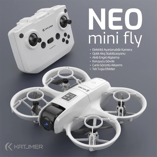 KATJMER NEO Mini Fly Drone Kameralı Akıllı Kontrollü Engel Sensörlü Mini Drone