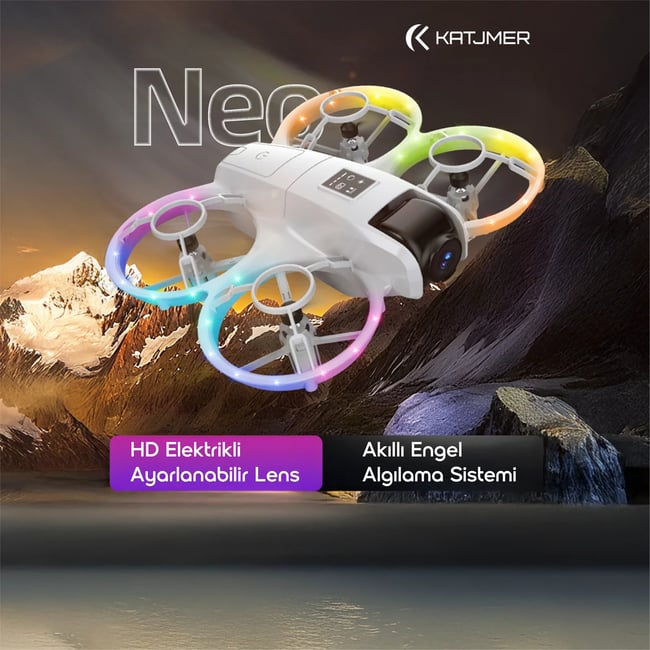 KATJMER NEO Mini Fly Drone Kameralı Akıllı Kontrollü Engel Sensörlü Mini Drone