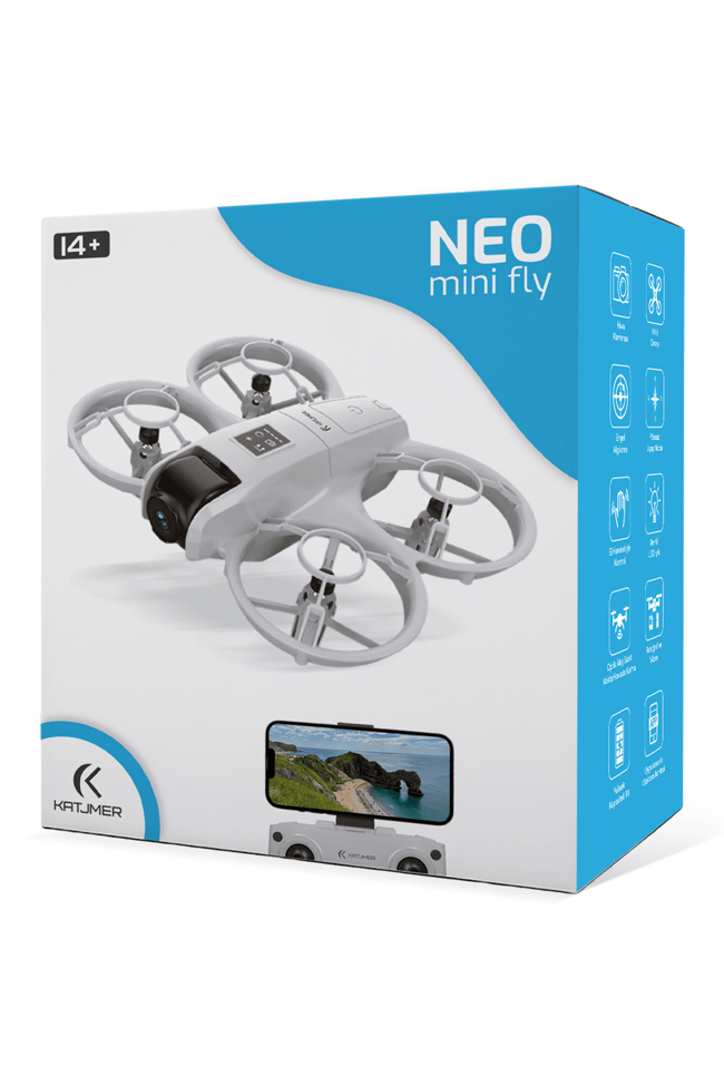 KATJMER NEO Mini Fly Drone Kameralı Akıllı Kontrollü Engel Sensörlü Mini Drone