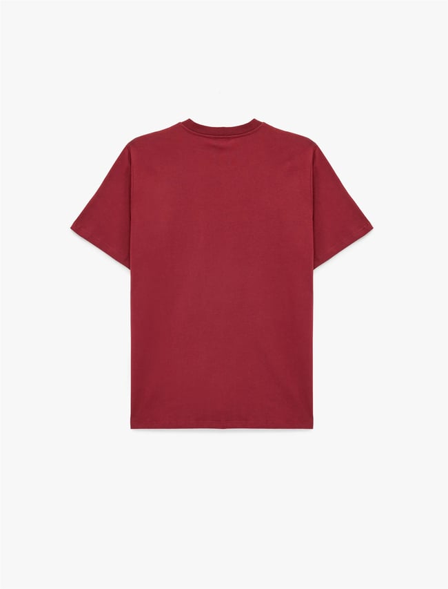 Koton 6Sam10012Mk 461 Bordo Erkek Jersey Kısa Kollu T-Shırt