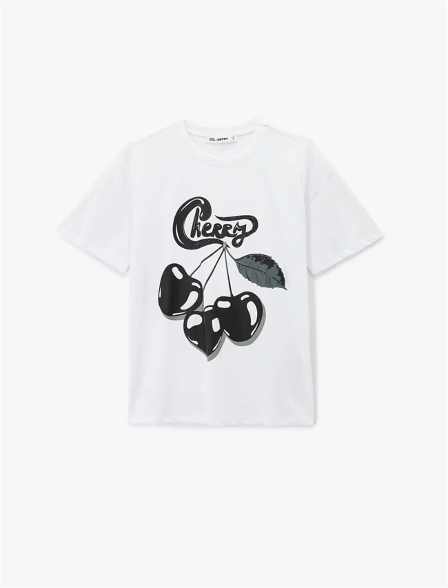 Koton Y26 6Sal10075Ik 010 Ekru Kadın Jersey Kısa Kol T-shirt