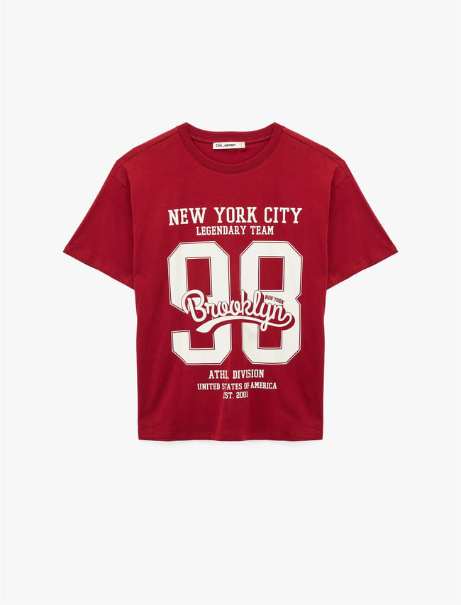 Koton Y26 6Sal10097Ik 467 Bordo Kadın Jersey Kısa Kol T-shirt