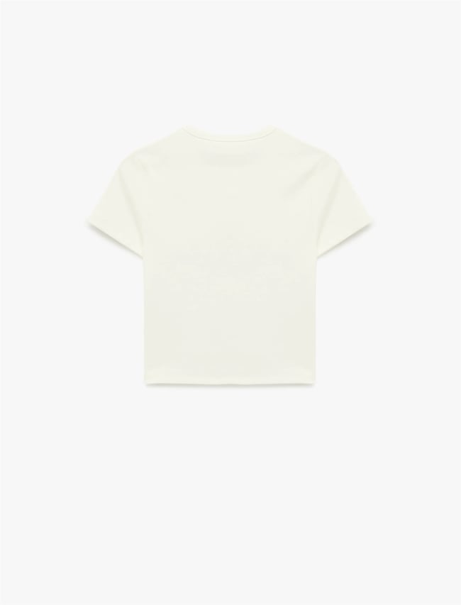 Koton Y26 6Sal10102Ik 010 Ekru Kadın Jersey Kısa Kol T-shirt