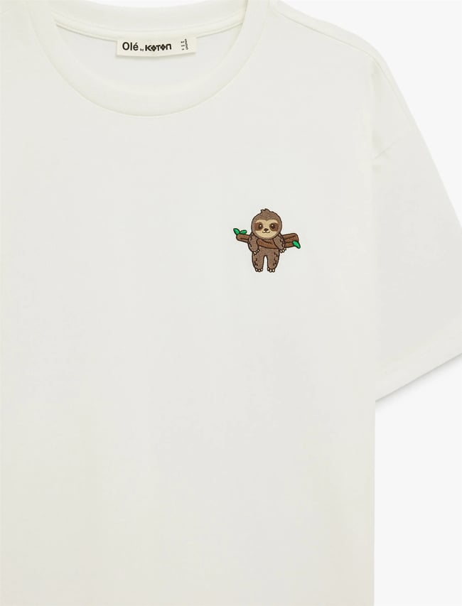Koton Y26 6Sal10104Ik 010 Ekru Kadın Jersey Kısa Kol T-shirt