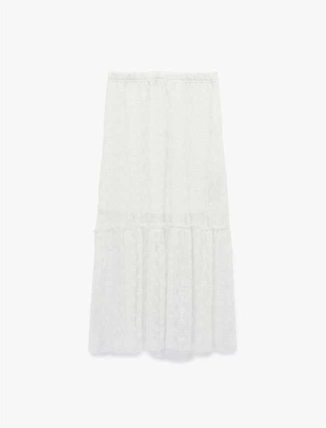 Koton Y26 6Sal70010Ik 010 Ekru Kadın Jersey Etek