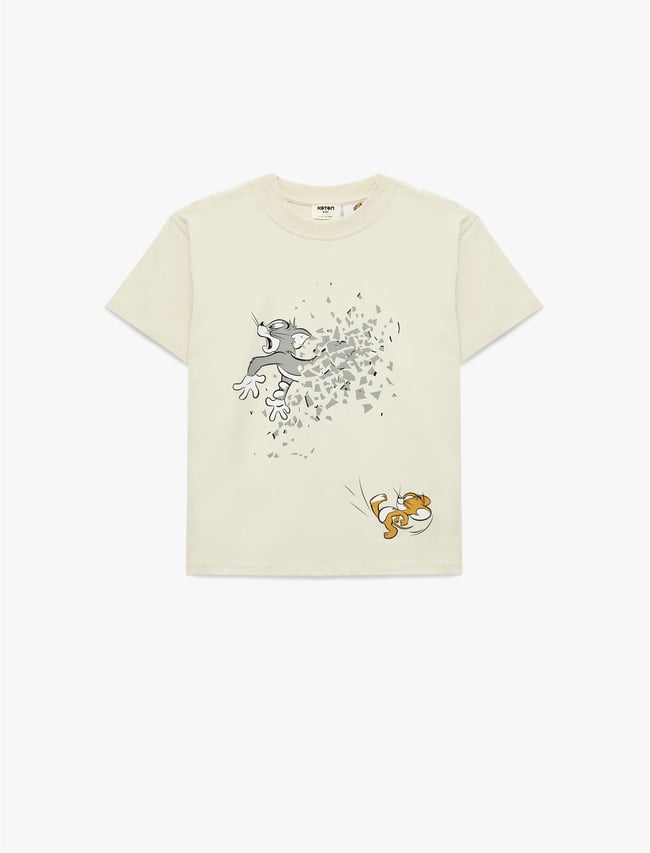 Koton Y26 6Skb10100Tk 010 Ekru Erkek Çocuk Jersey Kısa Kol T-Shirt