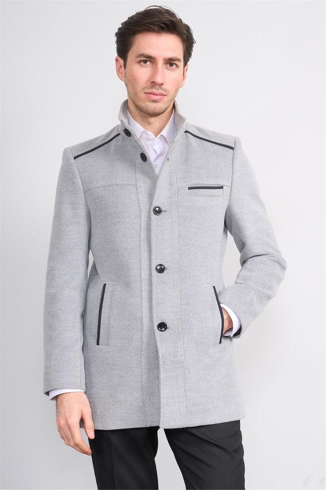 Kurpa 7851 Füme Erkek Dık Yaka Dugmelı Gömlek Cep Kase Kaban