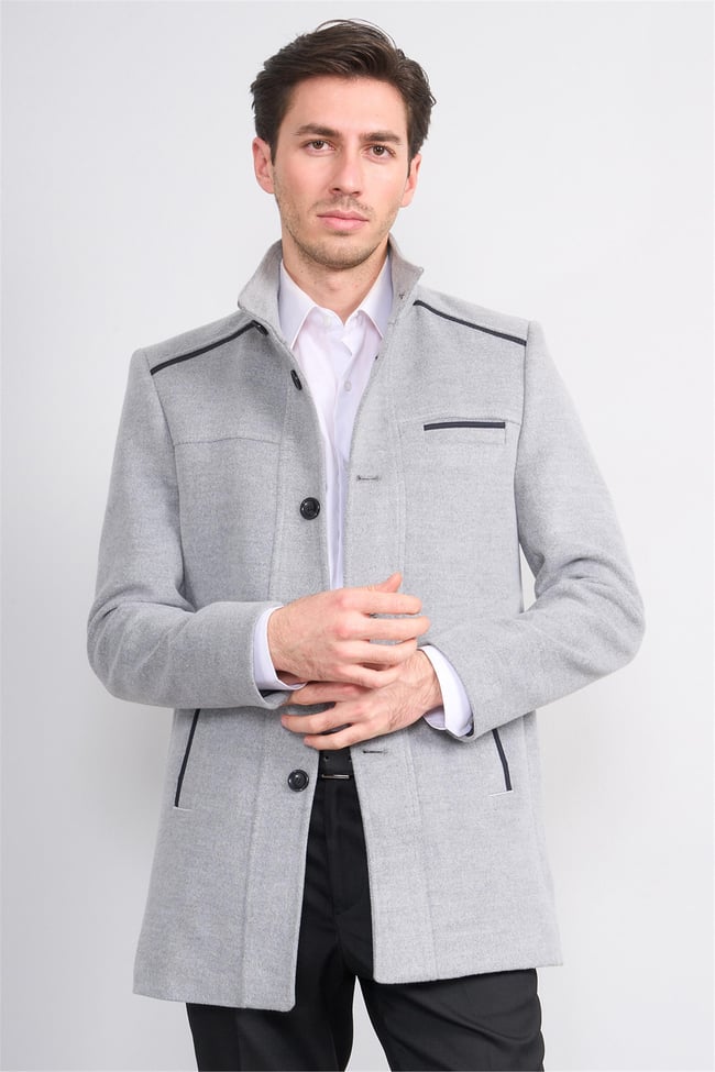 Kurpa 7851 Füme Erkek Dık Yaka Dugmelı Gömlek Cep Kase Kaban