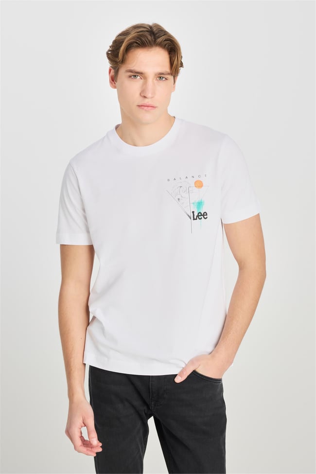 Lee L2510319 100 Whıte Erkek Regular Fıt Grafık Baskılı T-Shırt