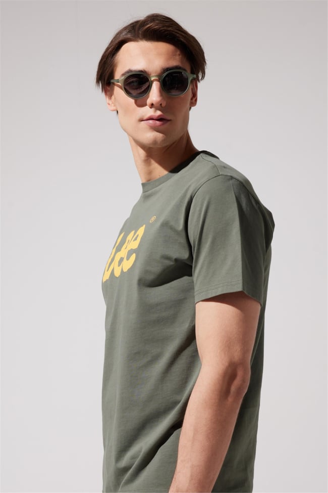 Lee L65Qaı801 Haki Erkek Eu Coll.M Big Logo Crew Neck T-Shirt