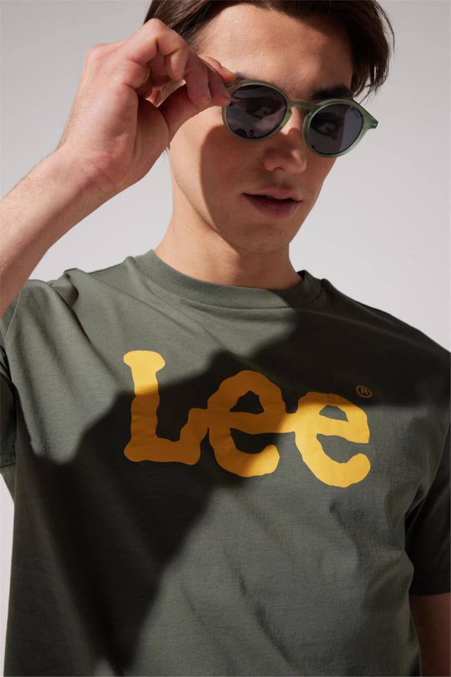 Lee L65Qaı801 Haki Erkek Eu Coll.M Big Logo Crew Neck T-Shirt