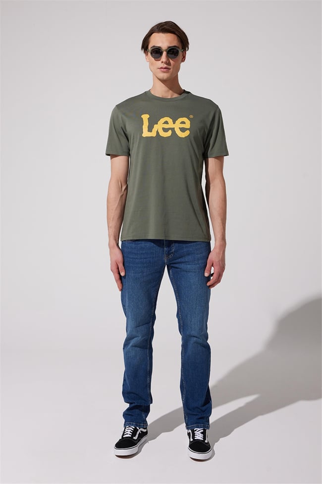 Lee L65Qaı801 Haki Erkek Eu Coll.M Big Logo Crew Neck T-Shirt