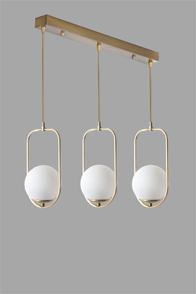 Lumexx  Ahu 3 Lü Sıralı Beyaz Camlı Eskitme Sarkıt