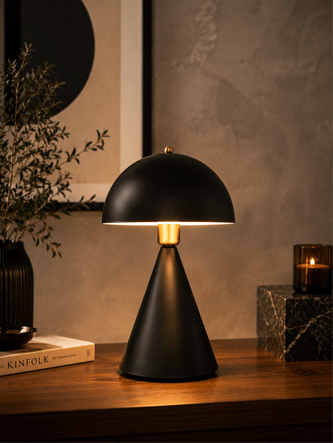 Lumexx Mantar Siyah Retro Başlıklı Masa Lambası 9094-2