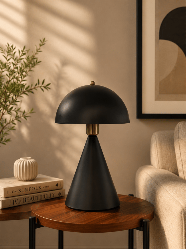 Lumexx Mantar Siyah Retro Başlıklı Masa Lambası 9094-2
