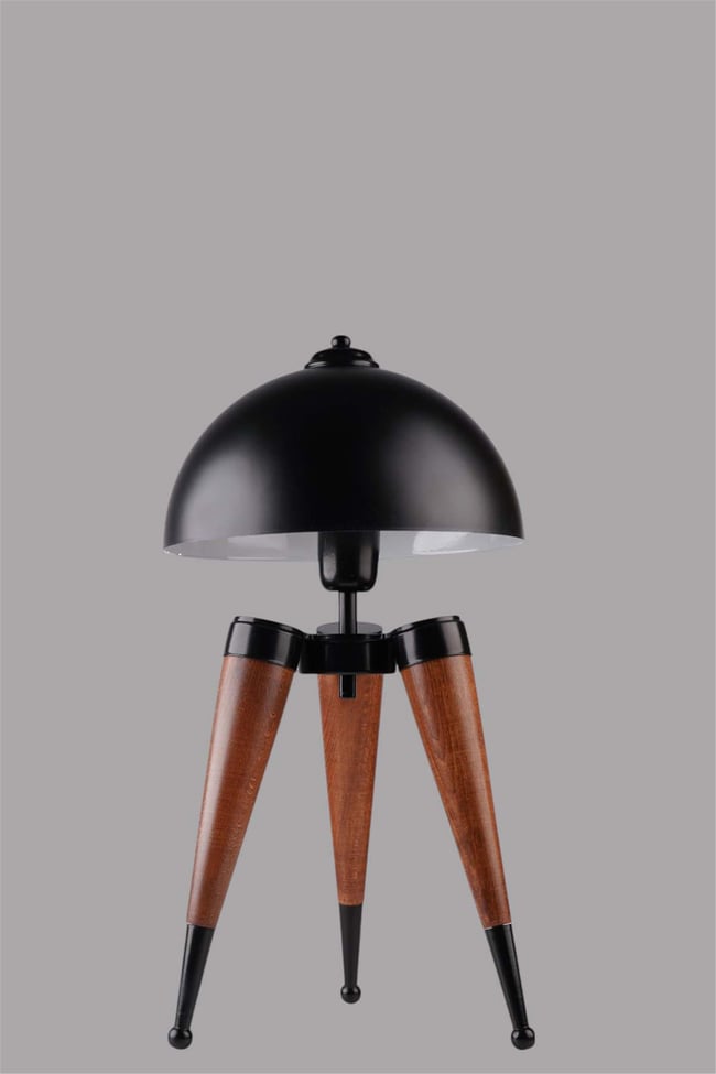 Lumexx Stil Ceviz Siyah Retro Başlıklı Masa Lambası