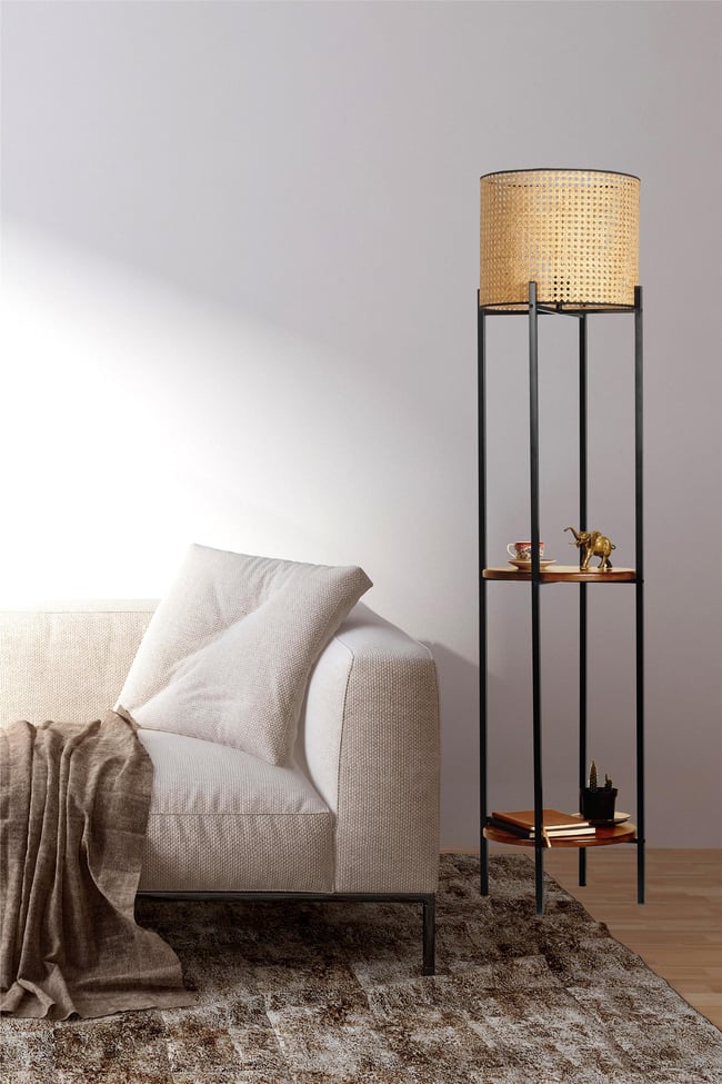 Lumexx Vega Siyah Rattan Başlıklı Lambader