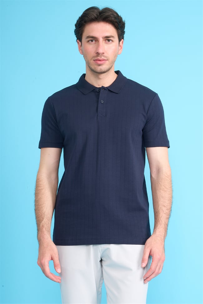 Mareteks 2651 Js Indıgo Erkek Polo Yaka 40/1 Ib T-Shırt