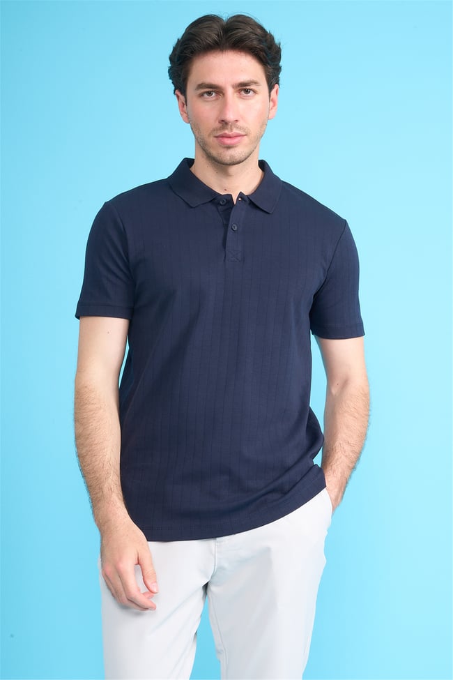 Mareteks 2651 Js Indıgo Erkek Polo Yaka 40/1 Ib T-Shırt