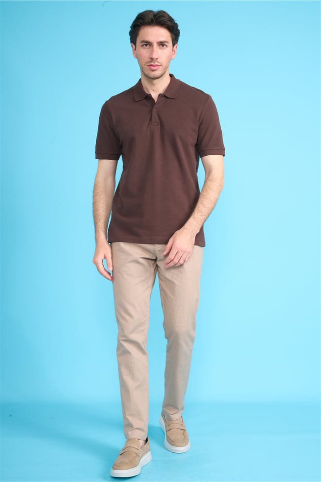 Mareteks 2652 Js Kahve Erkek Polo Yaka Basıc Pıke T-Shırt