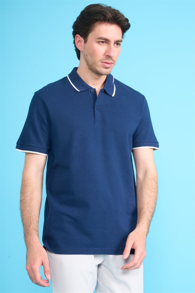 Mareteks 2653 Js Indıgo Erkek Polo Yaka Garnılı Pıke T-Shırt