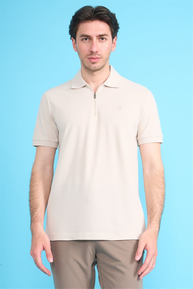 Mareteks 2654 Js Tas Erkek Polo Yaka Altı Baskı Fermuar Pıke T-Shırt