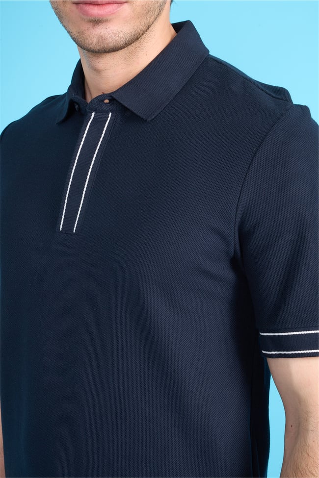 Mareteks 2657 Js Indıgo Erkek Polo Yaka Pat Ekstrafor Pıke T-Shırt