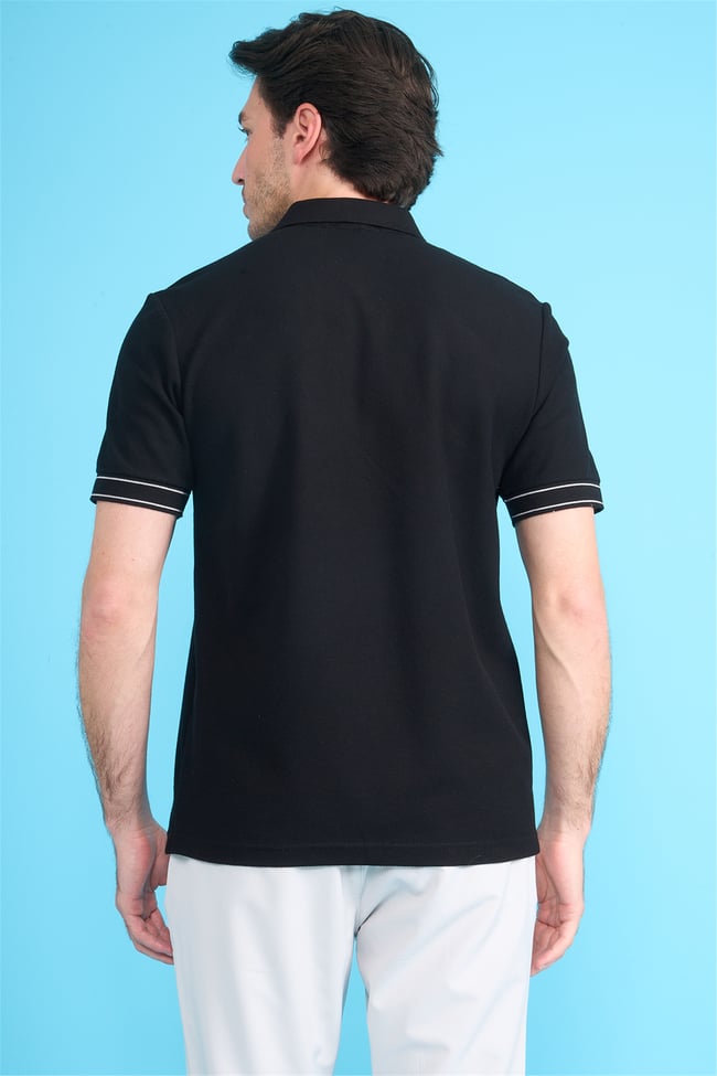 Mareteks 2657 Js Sıyah Erkek Polo Yaka Pat Ekstrafor Pıke T-Shırt