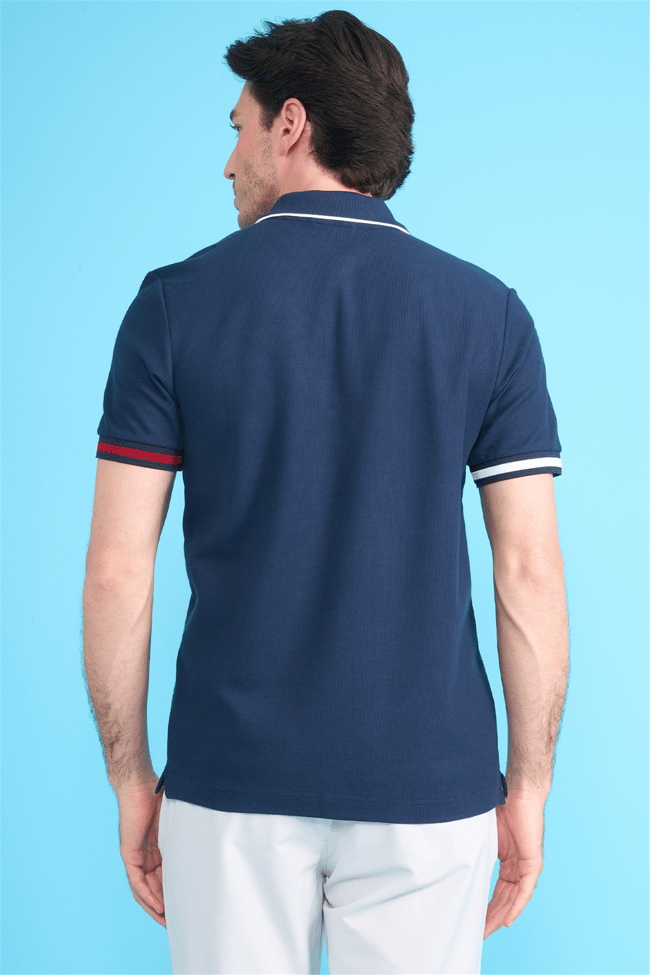 Mareteks 2658 Js Indıgo Erkek Polo Yaka Kol Garnılı Pıke T-Shırt