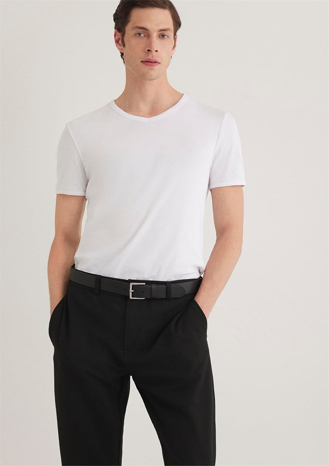 Mavi 063748-620 Erkek Beyaz V Yaka T-Shirt
