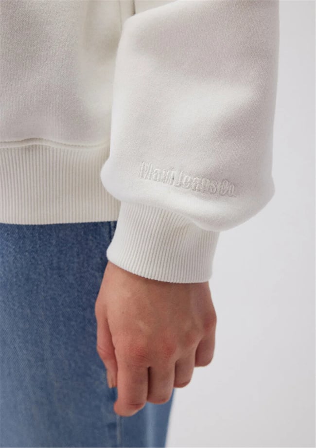 Mavı K25 M1610198-70057 Kırık Beyaz Kadın Oversıze O Yaka Basıc Sweatshırt