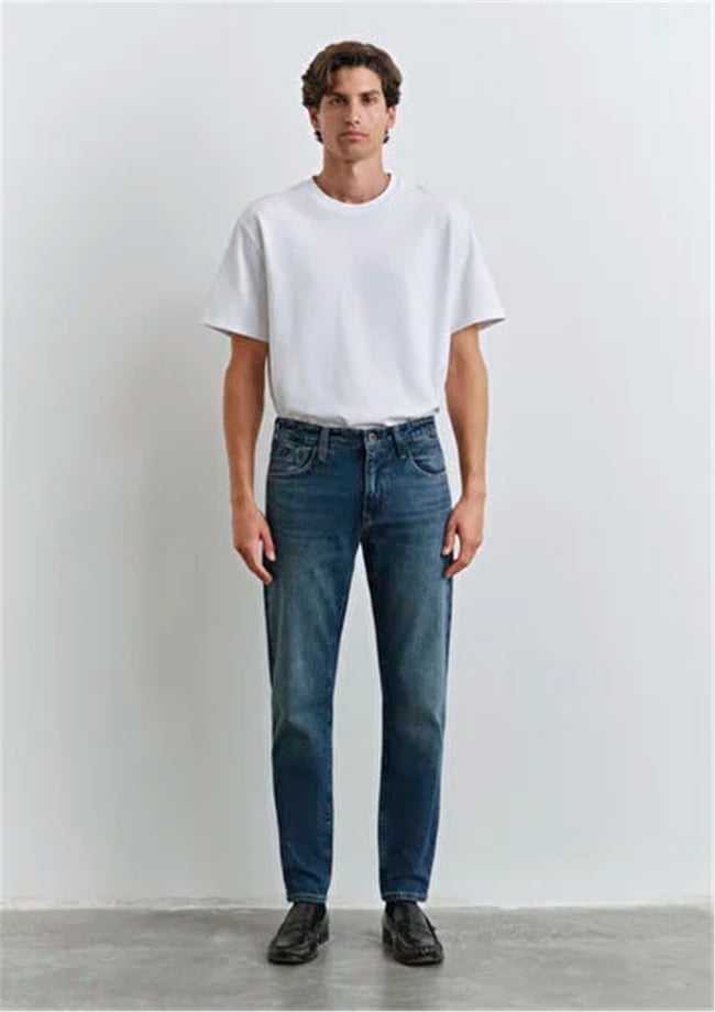 Mavı M0010172-90981 London Deep Blue Denım Erkek Tapered Denım Pantolon