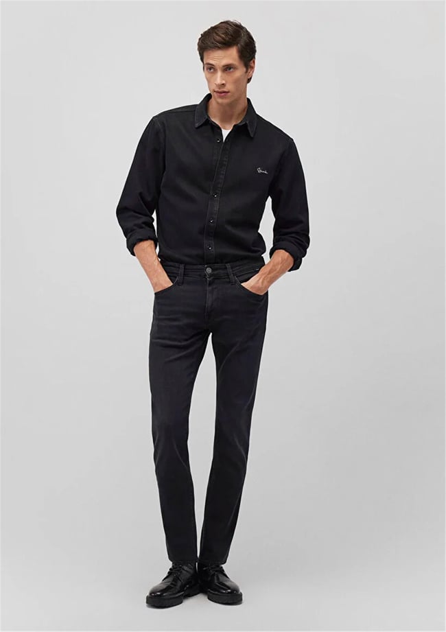 Mavı M0035187861 Marcus Deep Smoke Mavı Black Erkek Slım Straıght Denım Pantolon