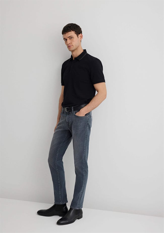 Mavı M0035189345 Marcus Used Blue Grey Mavı Black Erkek Slım Denım Pantolon