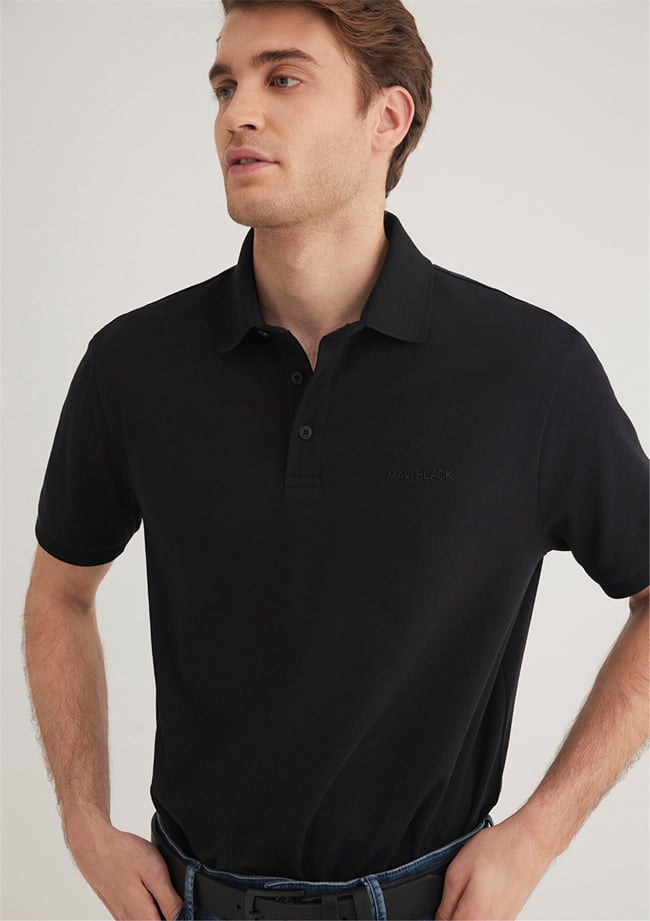 Mavı M0612520-900 Sıyah Erkek Regular Polo Yaka T-Shırt