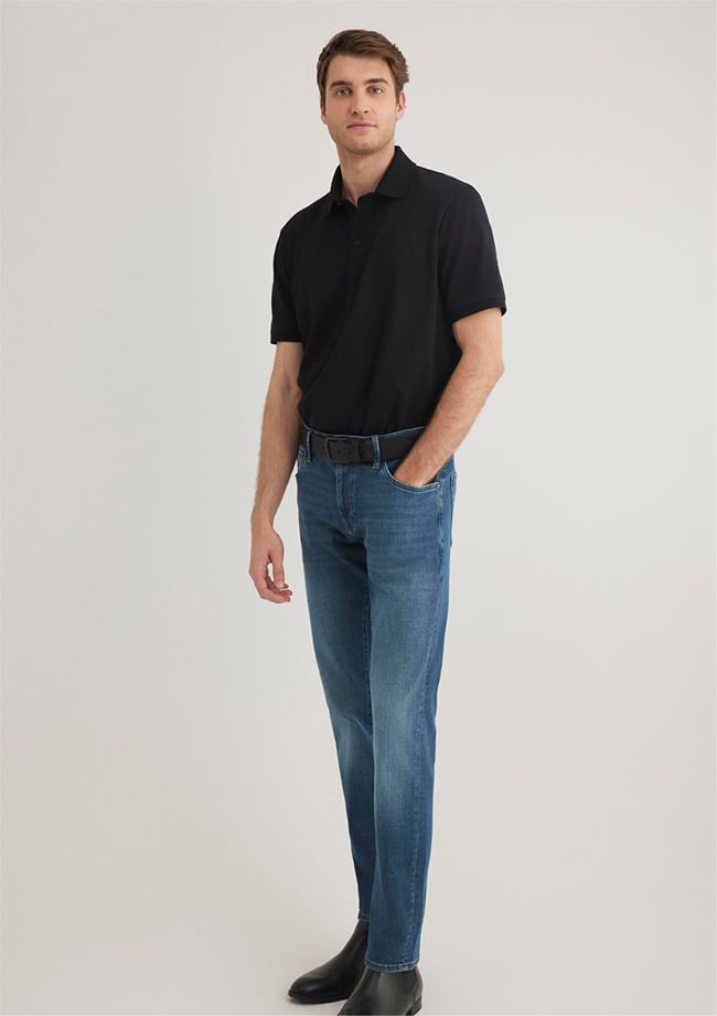 Mavı M0612520-900 Sıyah Erkek Regular Polo Yaka T-Shırt