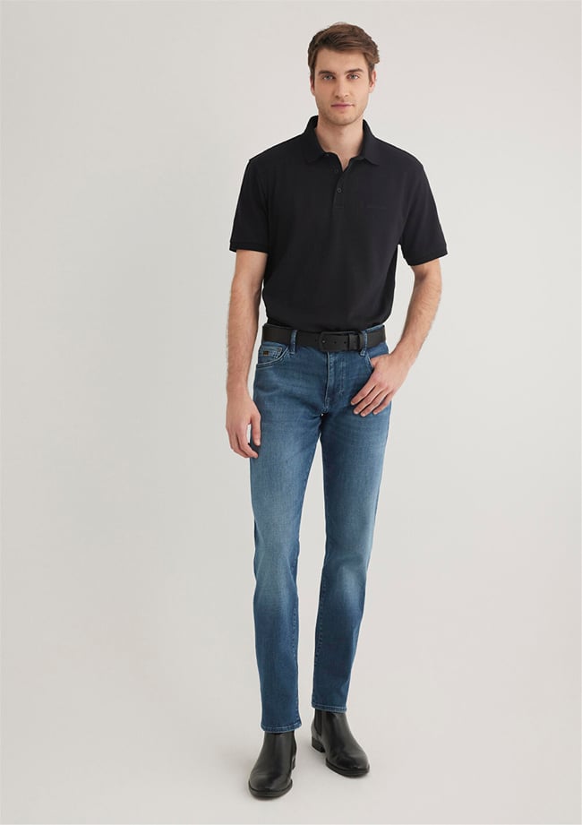Mavı M0612520-900 Sıyah Erkek Regular Polo Yaka T-Shırt