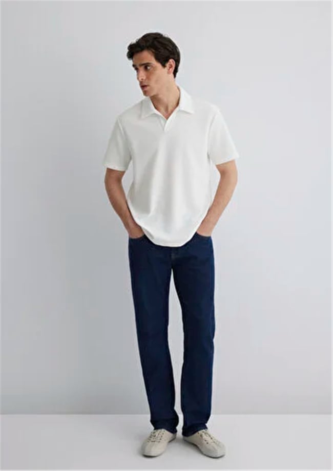 Mavı M0612618-70057 Kırık Beyaz Erkek Regular Polo T-Shırt