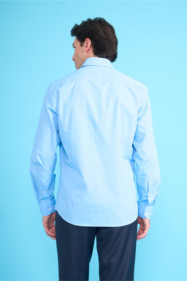 Mentality 2444 Erkek Uzun Kol Slimfit 50/1 Poplin Gömlek Koyu Mavi