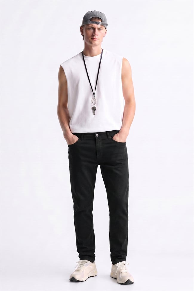 Mentality 6443 Erkek Proton Slim Fit Kot Pantolon Siyah