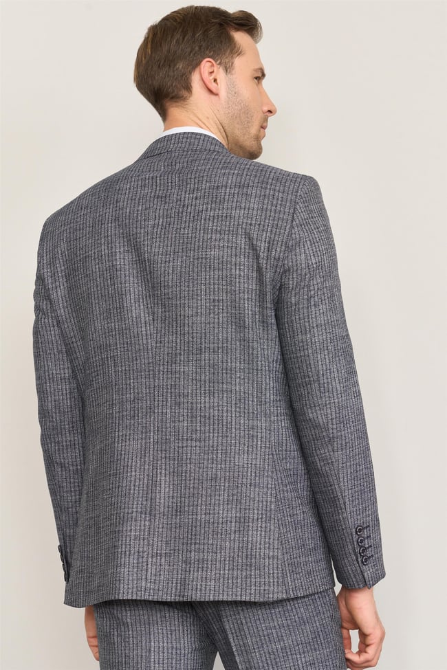 Mentality 9121 Erkek Mono Yaka Slim Fit Takım Elbise Lacivert