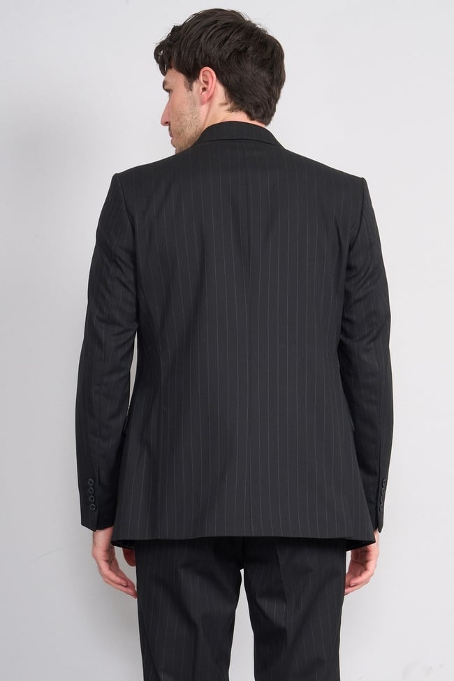 Mentality 9234 Erkek Kırlangıç Yaka Slim Fit Kruvaze Takım Elbise Siyah