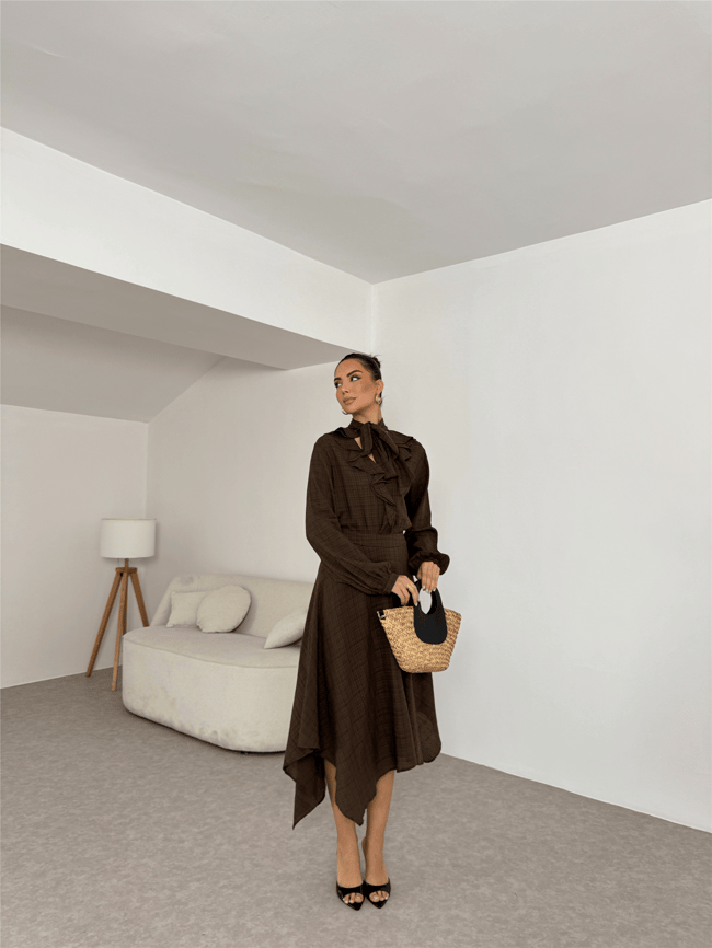 Nesil Y26 Eu2129 Kahve Kadın Eteklı İkili Takım S-Xl