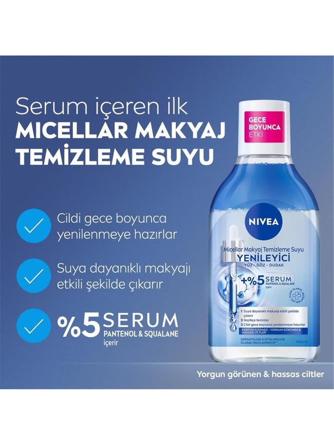 NIVEA 400ML MICCELAR SERUM ETKILI YENILEYICI YUZ TEM.SUYU
